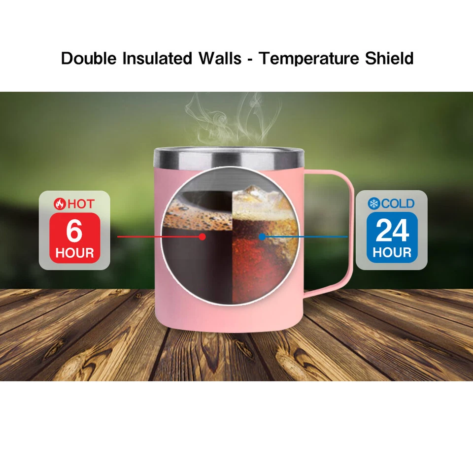 14oz Coffee Mug Slider Lid Stainless Steel Vacuum Double Wall Insulation Tumbler - Image 4 of 4