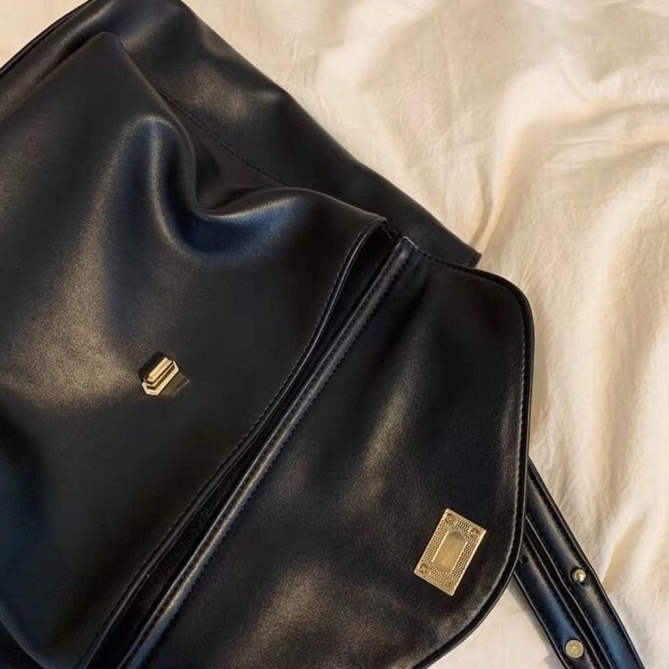 Soft PU Leather Crossbody Bag Double Layer Messenger Bag Shoulder Bag