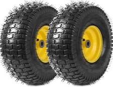 2 Pack 15 x 6.00-6 Tire Wheel Replacement 4Ply Lawnmower Tires Rim Assemblies