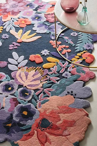 Tapis floral touffeté à la main pour salon, chambre à coucher, bureaux, chambre d'enfants, salle à manger - Photo 3/8