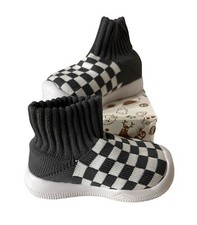 Eashi 9-12 Months Baby Checkered Non-Skid Infant Walking Sock Shoes New