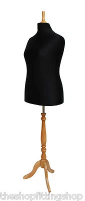 THE SHOPFITTING SHOP DELUXE FEMALE SIZE 18 Dressmakers Dummy Mannequin Tailor Bust BLACK BEECH Stand
