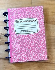 Pink Composition Book Front and Back Cover Set 4 use w/ the MINI Happy Planner~
