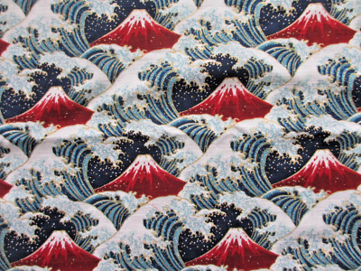 Great Golden Waves Gold Metallic Mount Fuji Cotton Dobby Fabric  BTHY