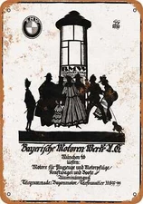 METAL SIGN - 1919 BMW Bavarian Motor Works Munich - Vintage Look Reproduction