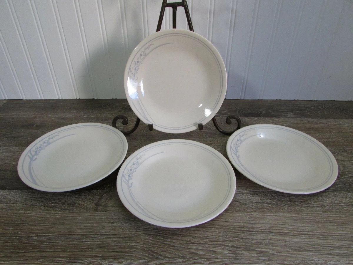 Corelle by Corning Ware Set of 4 Blue Lily On Beige Salad Bread