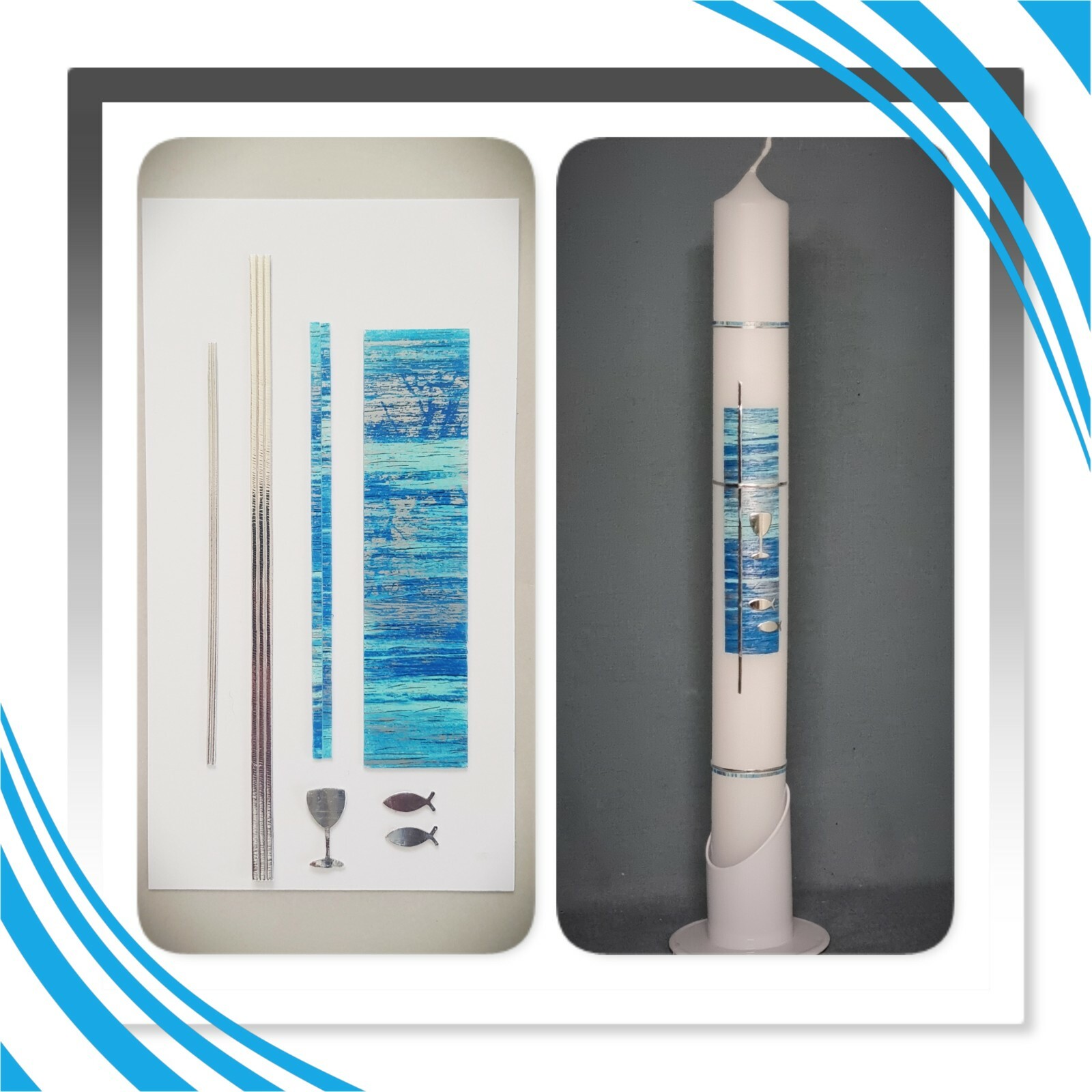 Bastel-Set für Taufkerzen / Kommunionkerzen - Kerzen selber gestalten ! 05