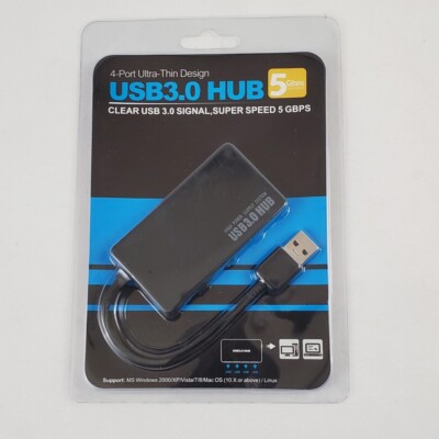 4-Port USB 3.0 Hub 5Gbps Compact Portable for PC Mac Laptop Notebook, Desktop