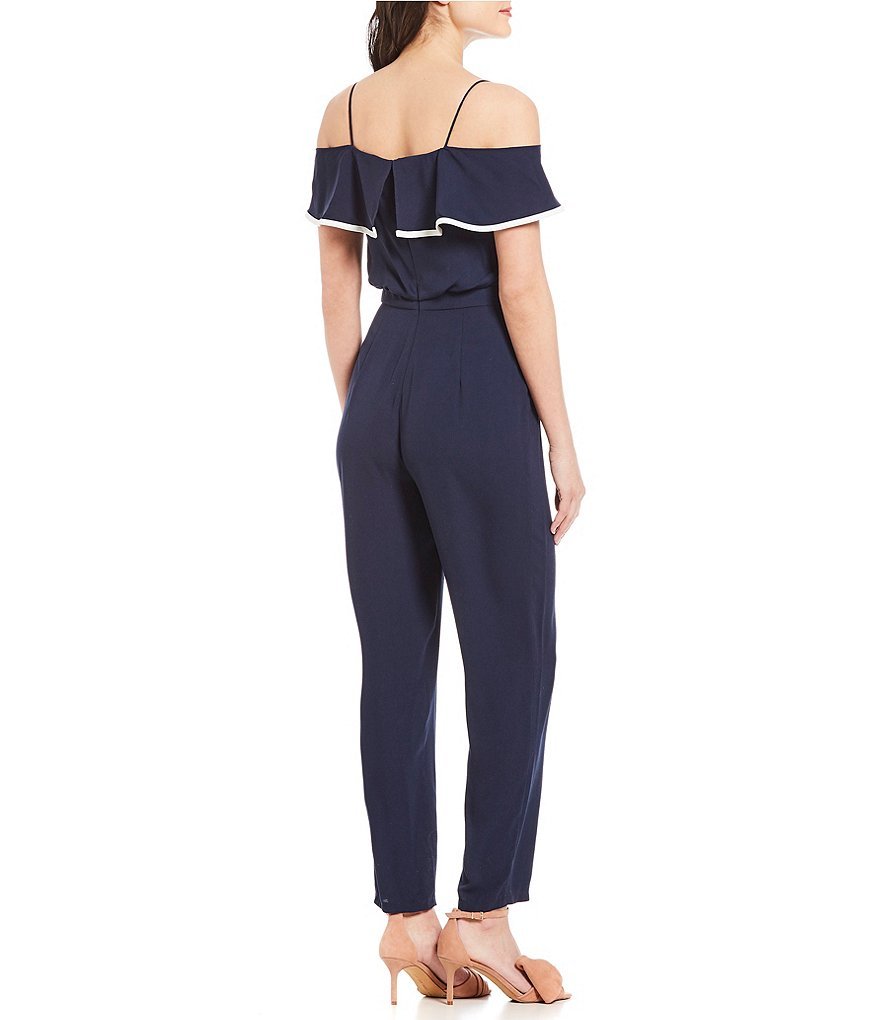 VINCE CAMUTO COLD SHOULDER NAVY JUMPSUIT sz