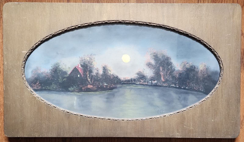 Antique Pastel Moonlit Lake 