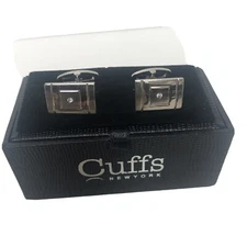 Cuffs New York Mens Cufflinks French Cuff silvertone Rhinestone Crystals Swivel 