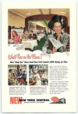1940s NEW YORK CENTRAL RAILWAY WHAT'S NEW ON THE MENU? PRINT ADVERTISEMENT Z4259