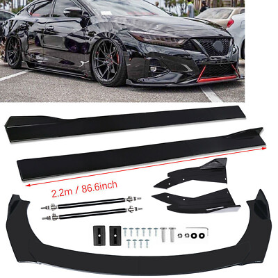 For Nissan Maxima Front Bumper Lip Chin Spoiler Splitter Body Kit+Side Skirt