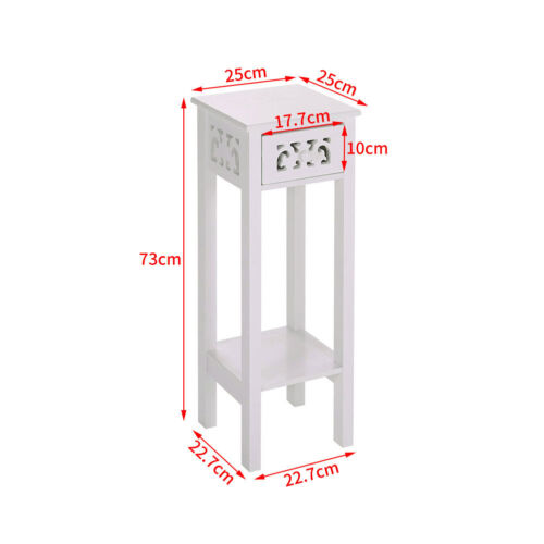 Tall Night Stand Narrow End Table Slim Bedside Table Drawer Cabinet &Shelf White - Picture 2 of 6