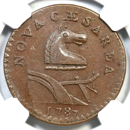 1787 M 39-a R-2 NGC MS 62 BN No Plow Sprig New Jersey Colonial Copper Coin