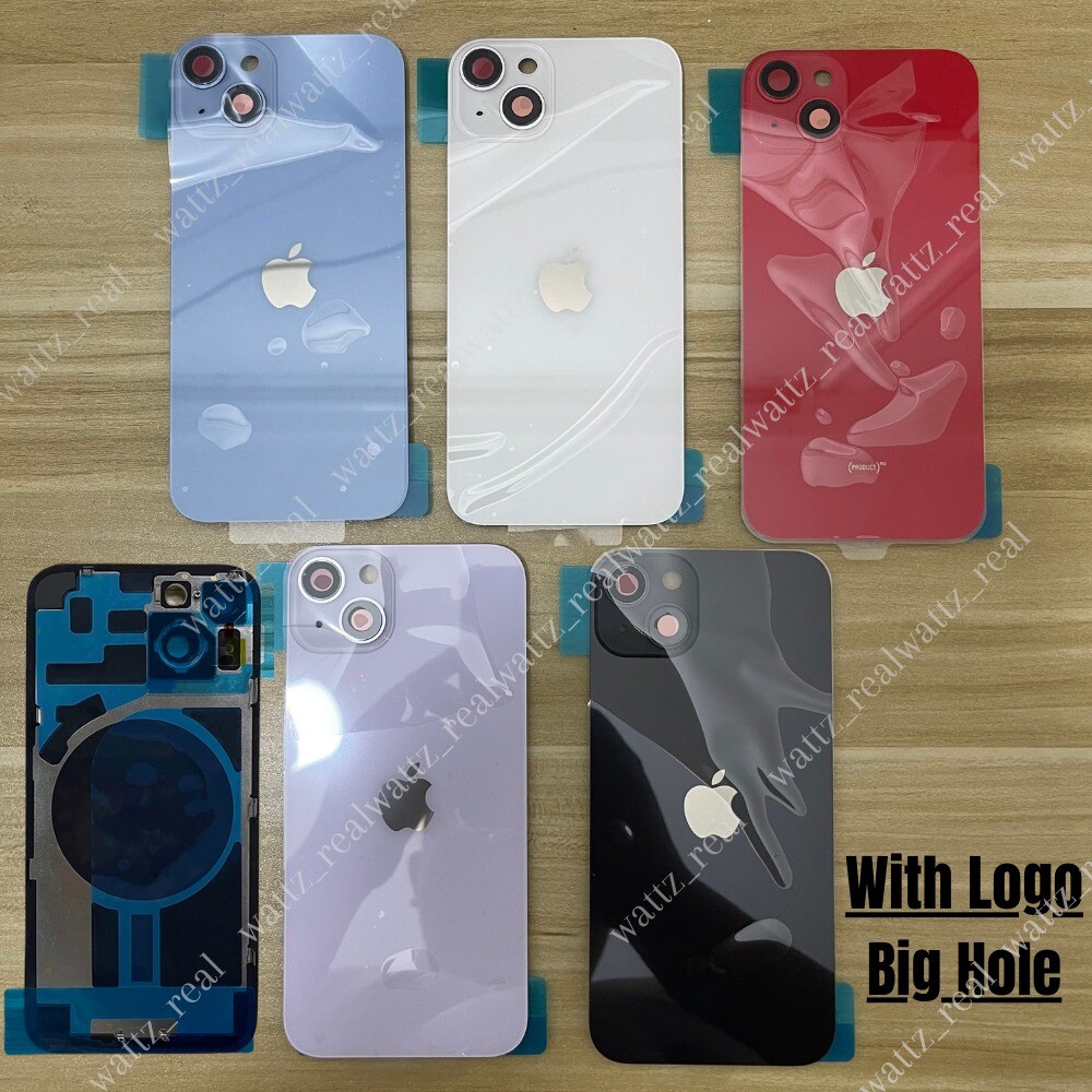 For iPhone 14/iPhone 15 Plus Back Glass Replacement Big Cam Hole Rear Cover Lot