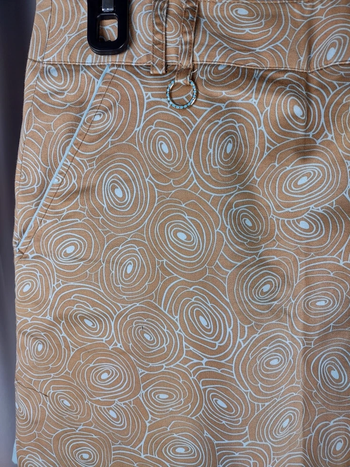 Sport Haley Cotton Blend Golf Skort In Tan/Brown/Gold With Blue Accents. Size 6  - Image 4 of 4