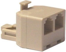 Uninex TA102IV: Modular Telephone T-Adapter, Single to Dual Jack - Ivory