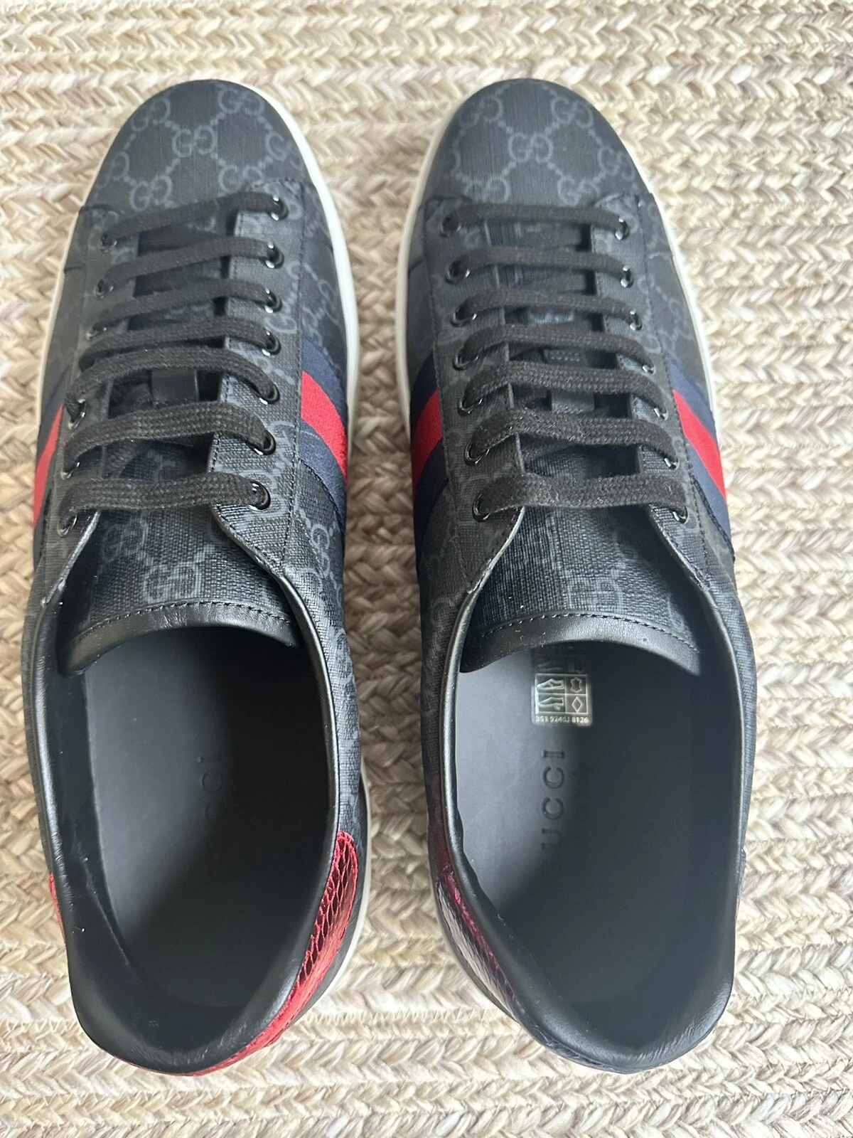 NEUF GUCCI Ace GG Supreme noir homme taille 12 1/2
