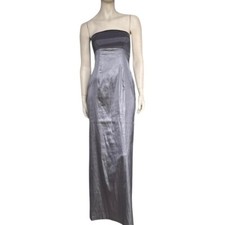 Vintage 80's Purple Patch Satin Strapless Ball Dress Gown Formal SZ 10 EUC