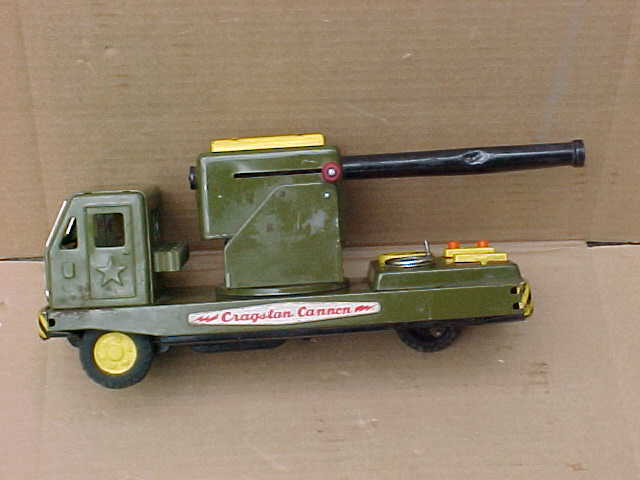 VINTAGE TIN LITHO TOY CRAGSTAN CANNON ARMY TRUCK 1950