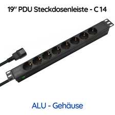 Power Strip 19" Inch Cabinet UPS C14 Plug IEC 8 Way 2m 1U