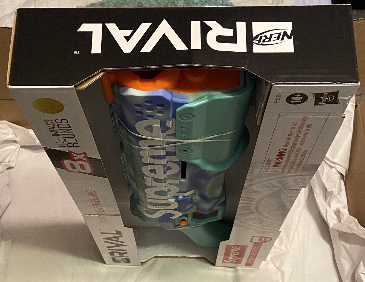 Supreme x Nerf Rival Takedown Blaster - Blue Water Gun Box
