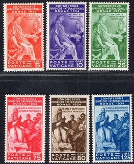 VATICANO: 1935 Congreso Jurídico Internacional Roma Juego de 6 Sg 41 46 L.M. Como Nuevo Cat £300