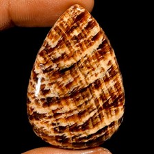 Pietra Preziosa Sciolta 100% Naturale Caramella Aragonite Pera Cabochon 46 Ct 41X28X5mm UG2890