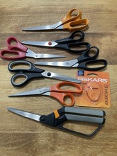 7 Pc Scissors Lot Fiskars Gingher Griffon Marks Sewing Craft  Sharpener
