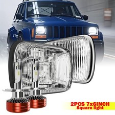 2pcs 7X6 Inch H6054 Glass Square Light Housing for H4/9003 LED Offroad Fog/DRL