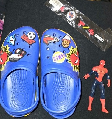 BRAND NEW~Lil Boys Size 11~Spiderman Clogs(+ Charms)Slip-On Shoes /Watch /Figure