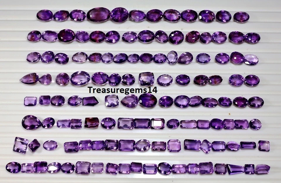 50 CT WHOLESALE LOT RING SIZE NATURAL VVS AMETHYST CUT FACETED LOOSE GEMSTONE - Image 4 of 4