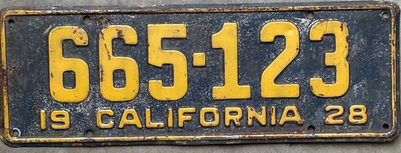 1928 California License Plate