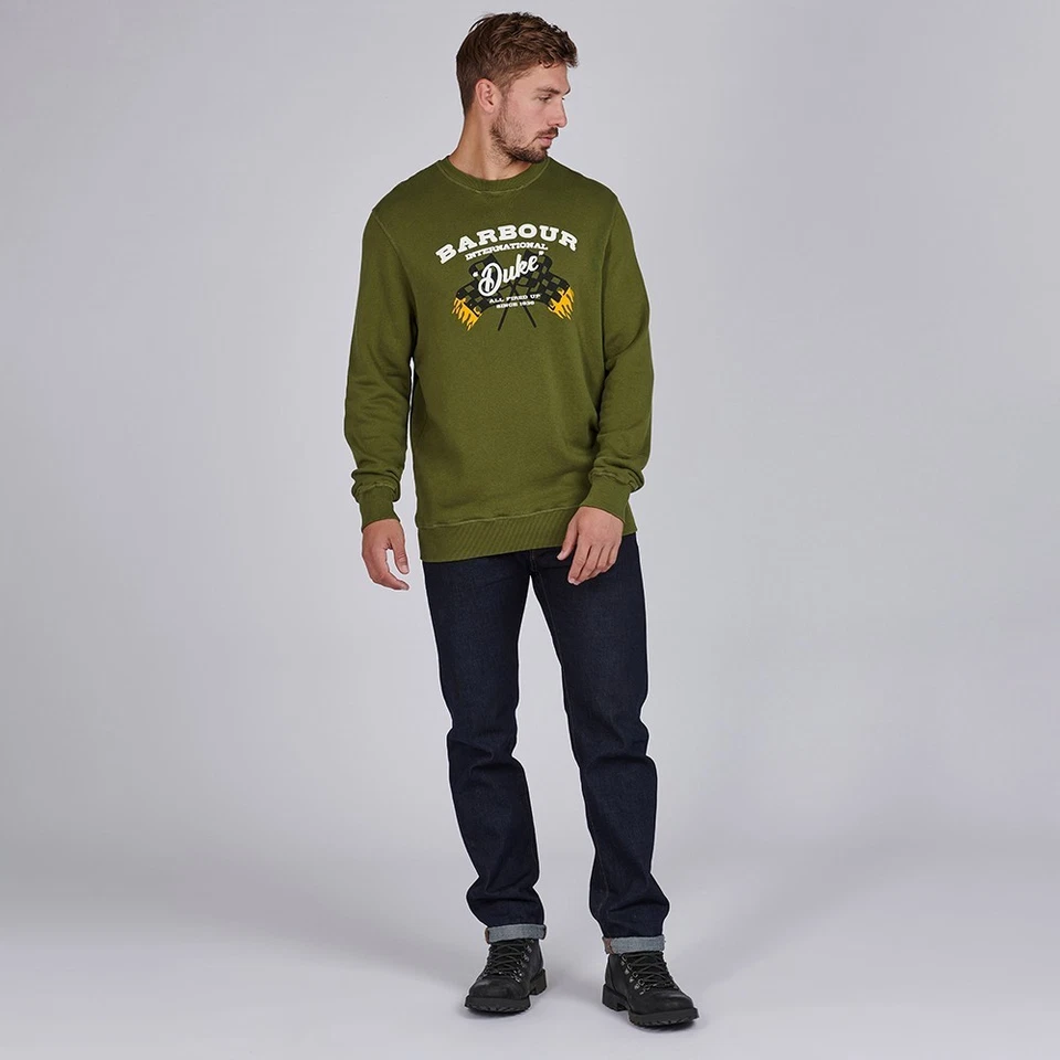 Sweat À Capuche Barbour International Famous Duke Vert Vintage - Photo 2/4
