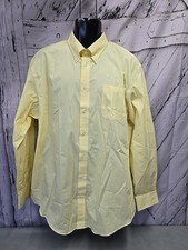 Lands' End Long Sleeve Yellow Oxford Mens Shirt 17 1/2 36 Button-Up