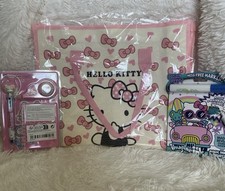 Hello Kitty Pink White Lightweight Canvas Tote Bag 40x32cm With Accessories