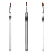 3 Pcs 3D Acrylic Nail Brush Set 2 4 6 Kolinsky Art Manicure Tools Silver