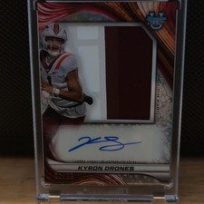 2024 Topps Bowman's Best Univ Prospect Jumbo Relic Auto Kyron Drones /25 RC