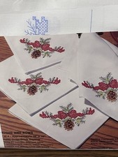 Bucilla Stamped Cross Stitch Kit   Boughs and Bows   Set of 4 Napkins