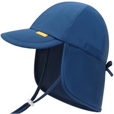 Adjustable Baby Sun Hats with UPF50  Neck Flap Protection 6-24 Months A-navy