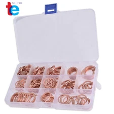 Solid Copper Crush Washers Seal Sealing Flat O-Ring Gaskets Assorted 280Pcs
