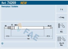 FAE Glühkerze 74269 für VOLVO C70 C30 155 156 V60 V50 V70 S80 XC60 7V 8x1 1 SUV