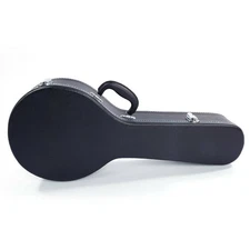 Glarry High Quality Hardshell A-Style Mandolin Leather Hard Case Black