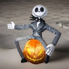 Nightmare Before Christmas LARGE Jack Skellington sitting on Pumpkin Plush 19"