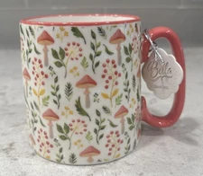 FALL FAWNA MUSHROOMS 16oz Mug 10 Strawberry Street Bella MUSHROOM Coral Pink NEW