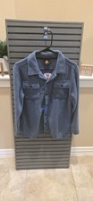 Quiksilver Youth Boy's Fleece Shirt Jacket Blue Snap Up Flannel Size L 14/16