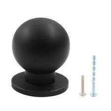 10 Packs Round Matte Black Knobs, 1 Inch Diameter Aluminium Pulls, Black Draw...