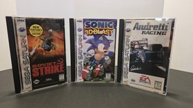 SEGA Soviet Strike, Sonic 3D Blast, Andretti Racing Sega Saturn Lot Manual Cases