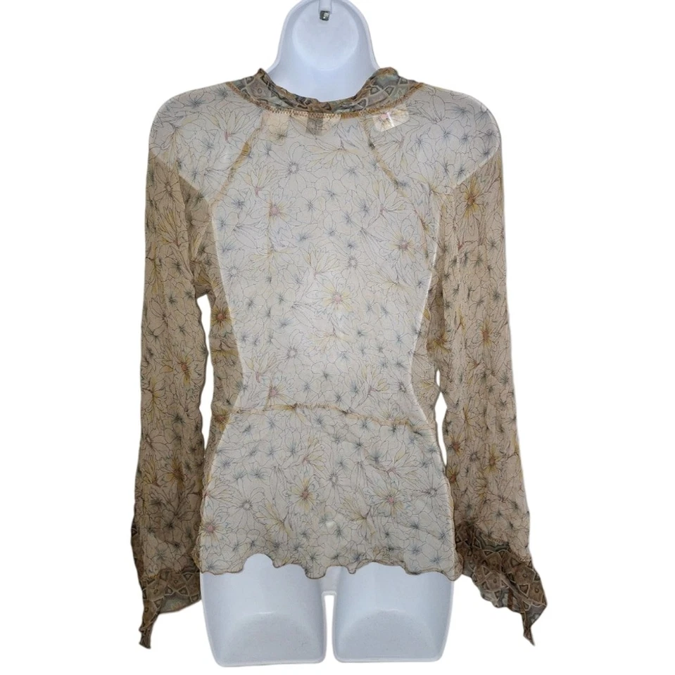 J.Jill Sheer Light Summer Silk Boho Feminine Sheer Blouse - Women's - Image 4 of 4